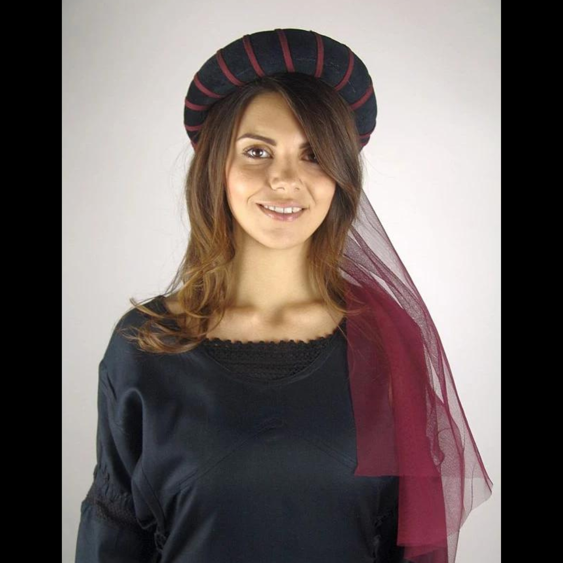 Women’s Black and Gold Renaissance Headdress | Elegant Veil