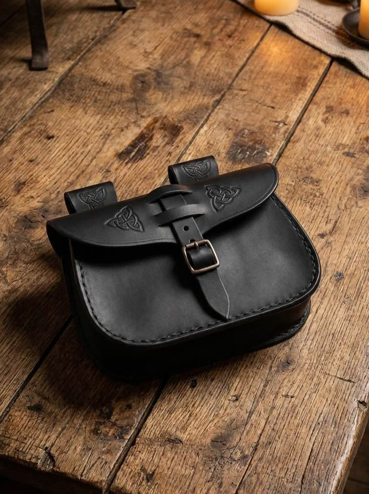Black Renaissance Belt Bag | Handmade Leather