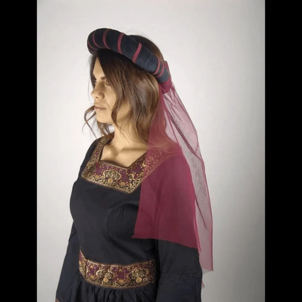 Women’s Black and Gold Renaissance Headdress | Elegant Veil-Renaissance Wardrobe