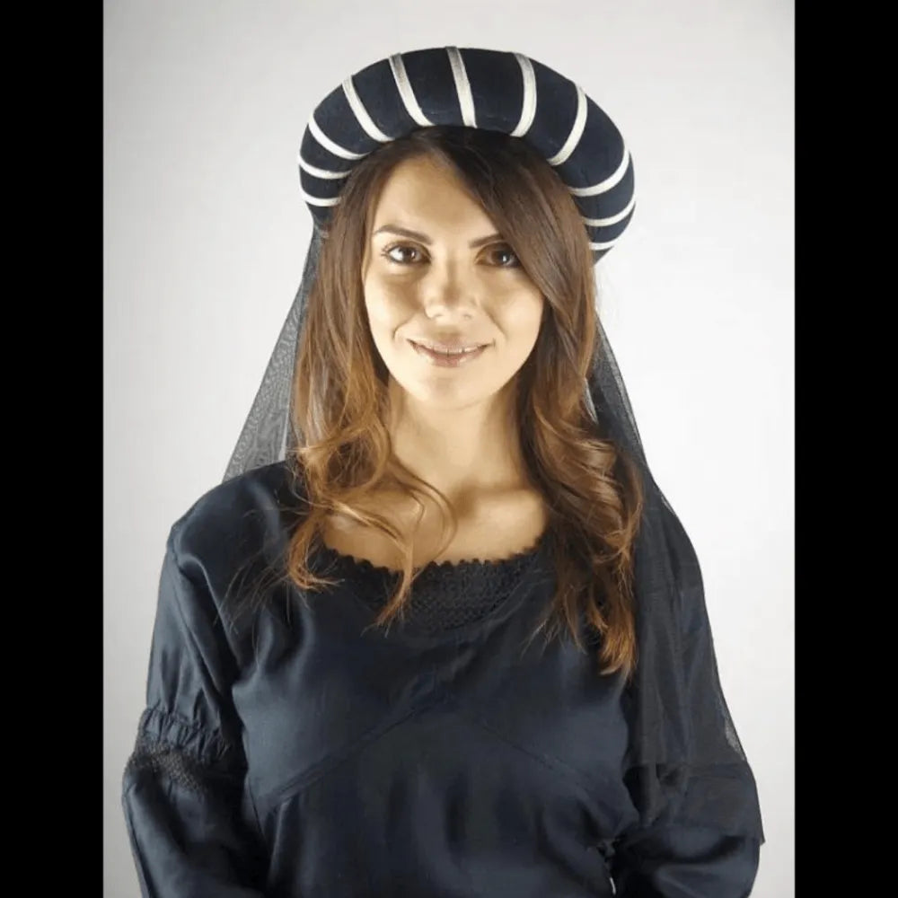 Women’s Black and Gold Renaissance Headdress | Elegant Veil-Renaissance Wardrobe