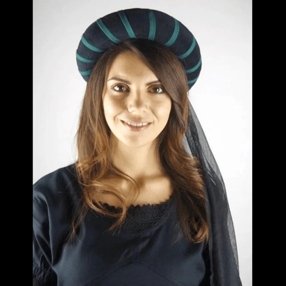 Women’s Black and Gold Renaissance Headdress | Elegant Veil-Renaissance Wardrobe