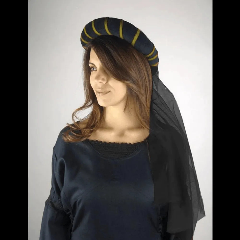 Women’s Black and Gold Renaissance Headdress | Elegant Veil-Renaissance Wardrobe