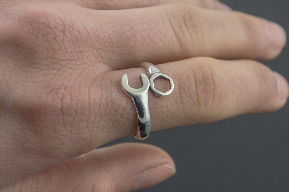 Wrench Ring Sterling Silver Unique Handmade Ring-Renaissance Wardrobe