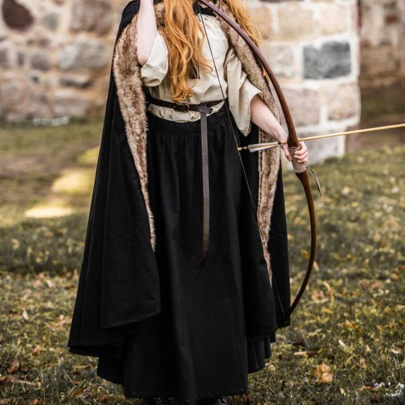 Hooded Viking Cloak or Cape With Faux Fur