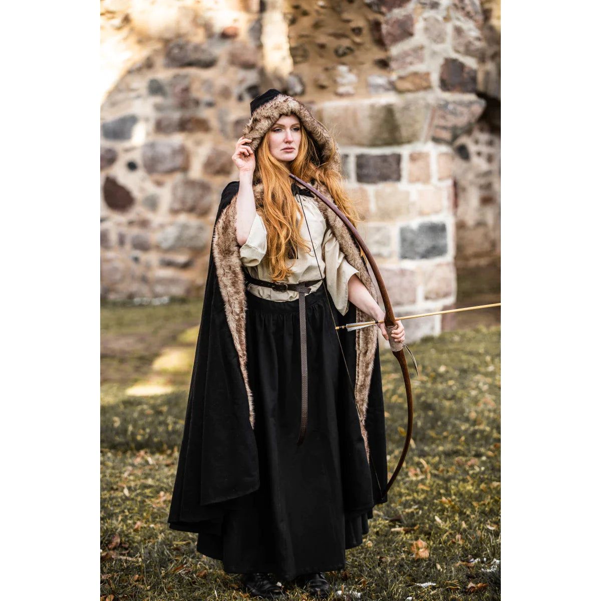 Authentic Brown Renaissance Wool Cloak | Luxurious Faux Fur Trim