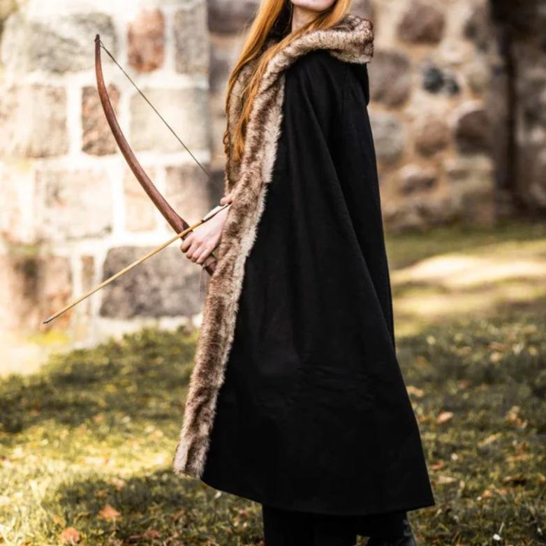 Authentic Brown Renaissance Wool Cloak | Luxurious Faux Fur Trim