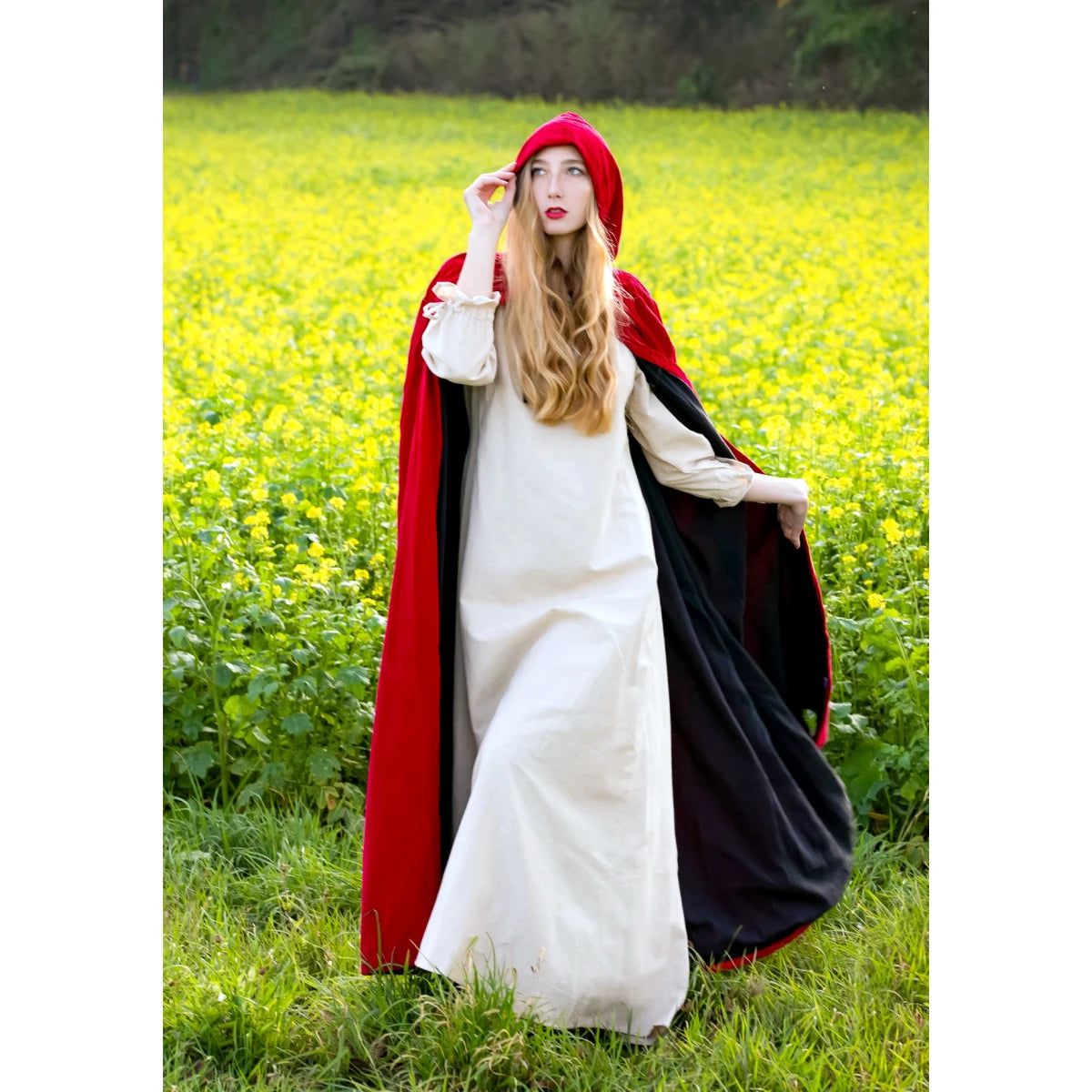 Hooded Velvet Viking Cloak 