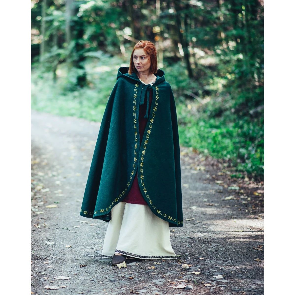 Blue Hooded Renaissance Cloak | Exquisite Hand Embroidery