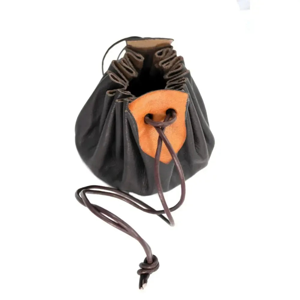 Authentic Brown Leather Viking Pouch | Drawstring Closure-2-Viking Warrior