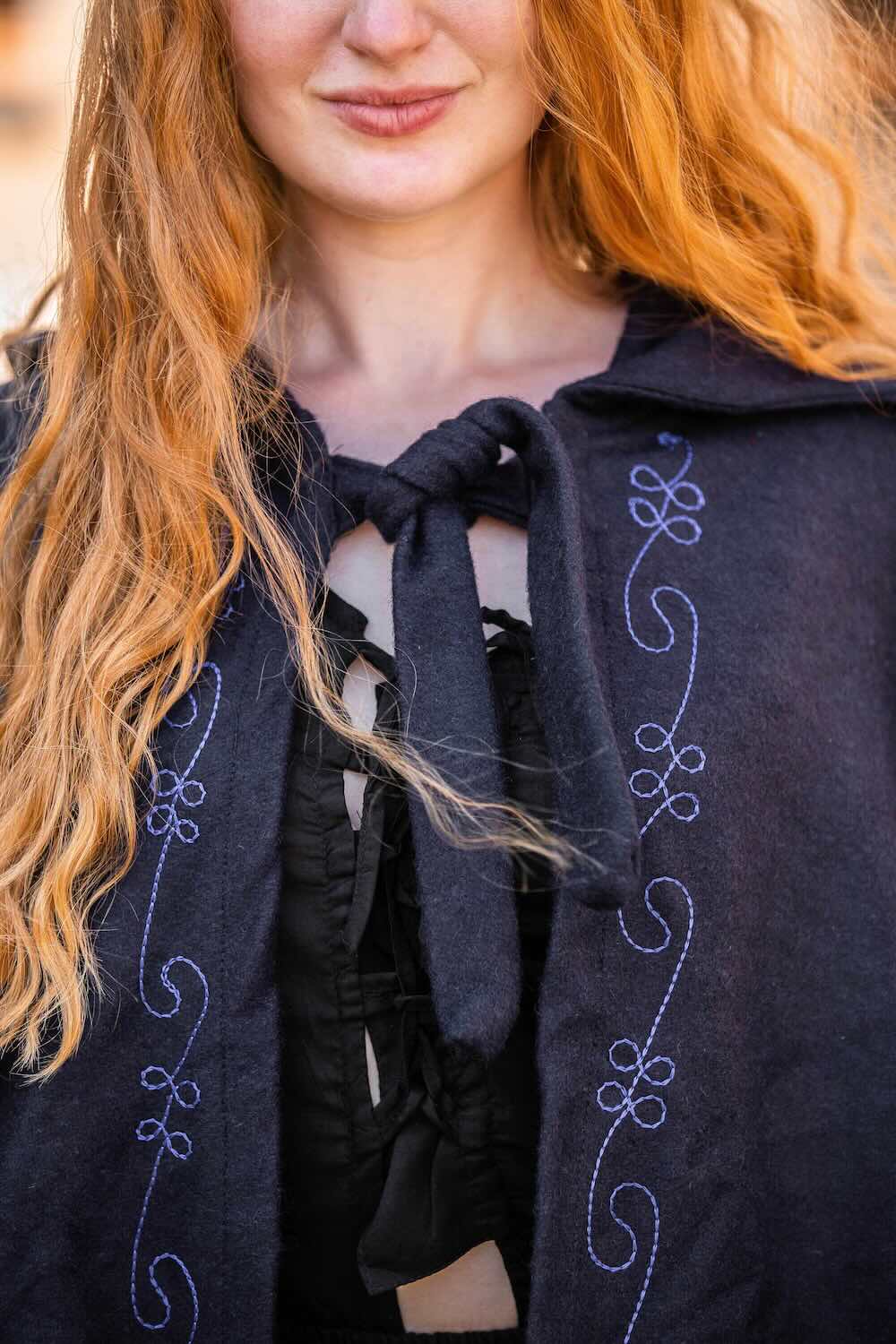 Woolen Renaissance Cloak | Hand-Stitched Embroidery