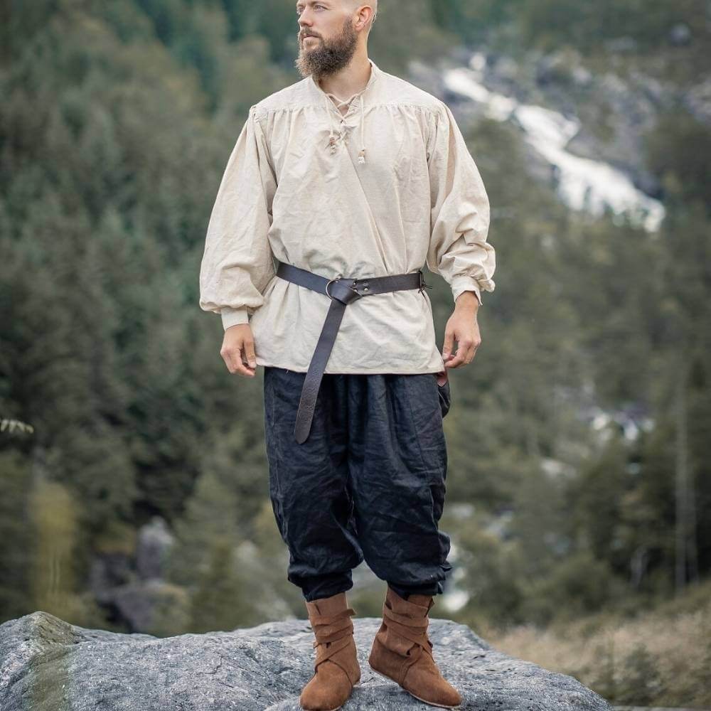 Natural white Renaissance lace-up shirt, alternate view.