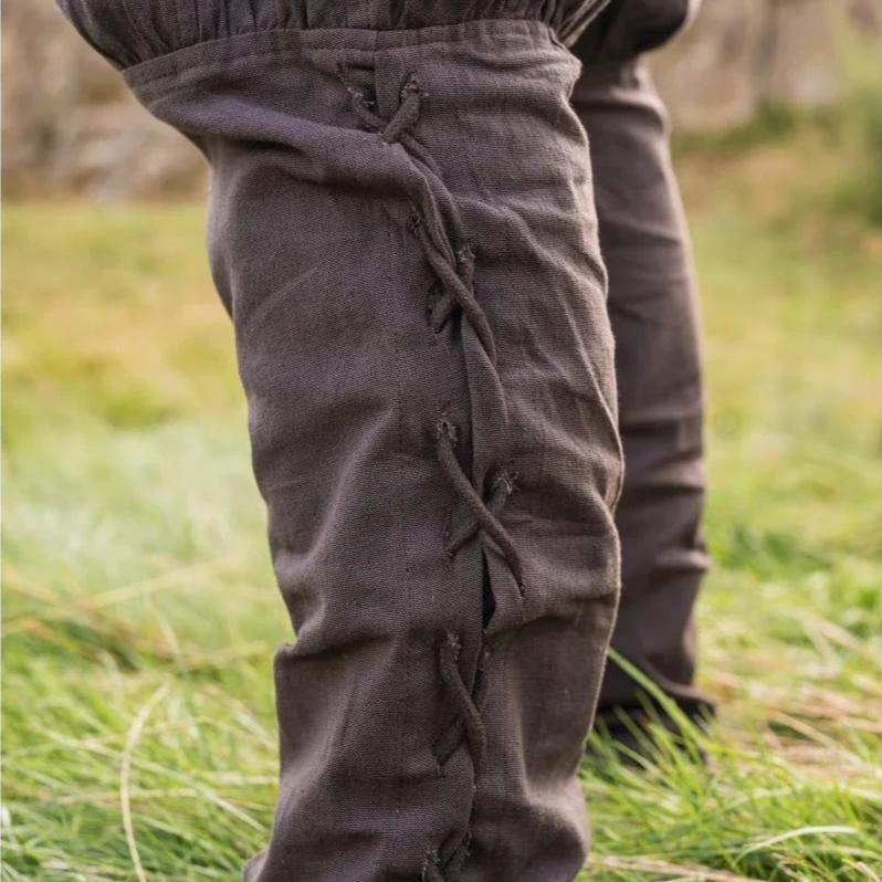 leg lacing viking pant in brown 