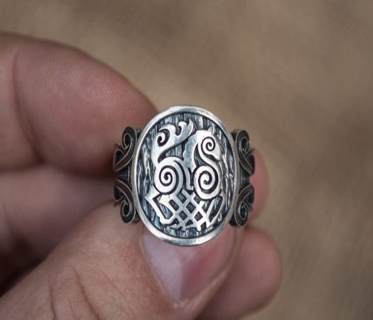 Renaissance Sleipnir Horse Ring | Sterling Silver Knotwork