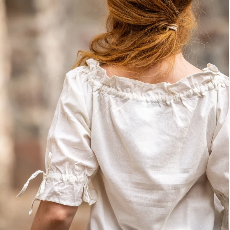 White Renaissance Blouse for Women | Lace Accents