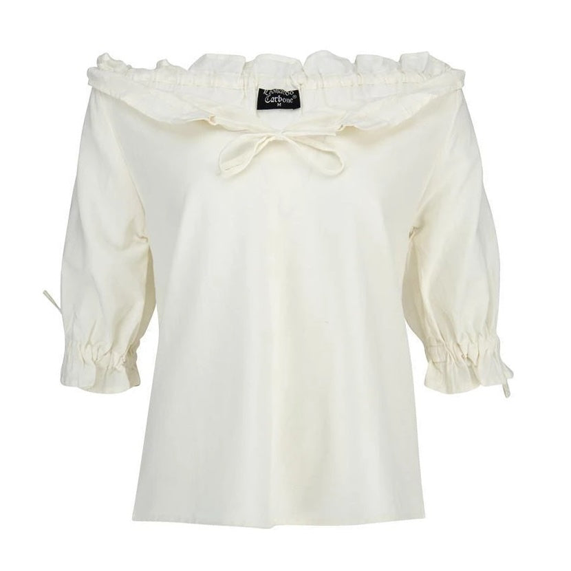 White Renaissance Blouse for Women | Lace Accents