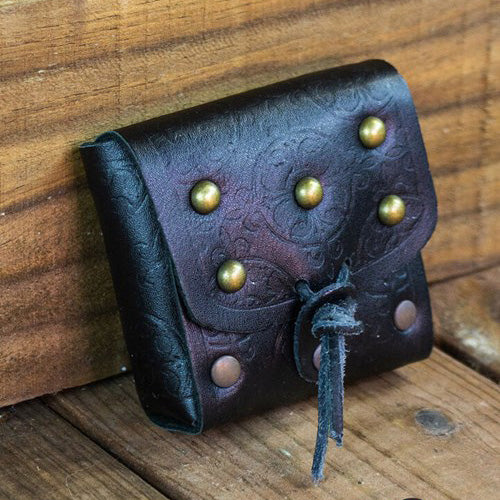 Leather Renaissance Gaming Pouch | Brass Details | Medieval Dice Set