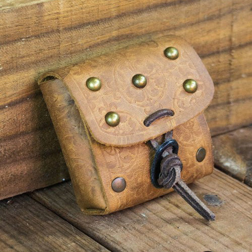 Leather Renaissance Gaming Pouch | Brass Details | Medieval Dice Set