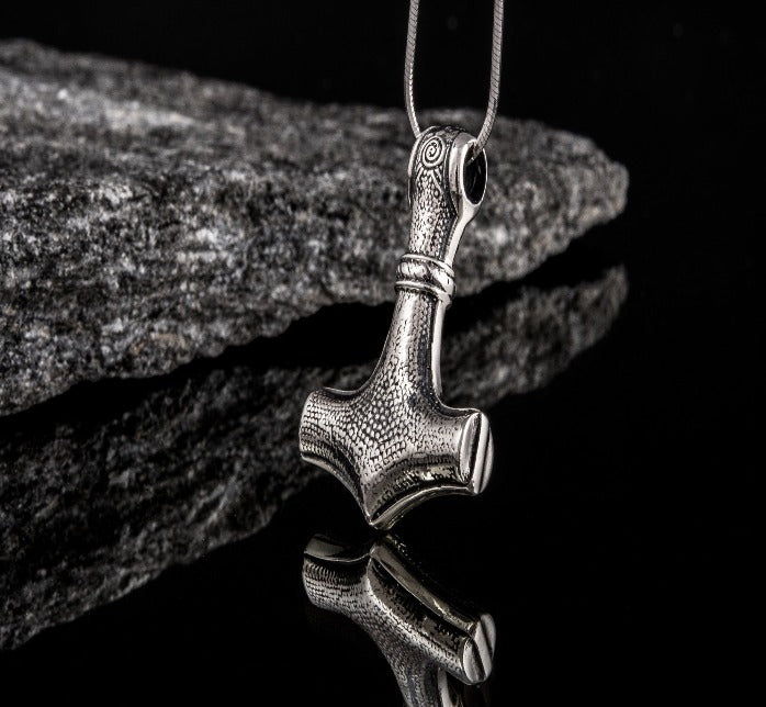 Thor's Hammer Pendant Sterling Silver Mjolnir from Mammen Village-3