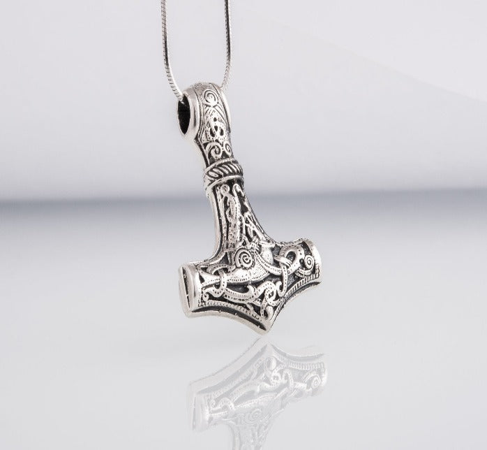 Thor's Hammer Pendant Sterling Silver Mjolnir from Mammen Village-4