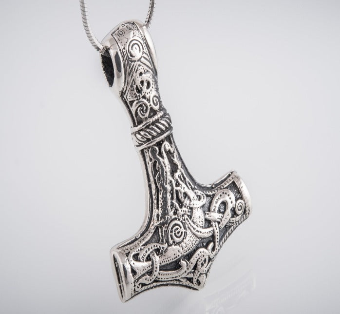 Thor's Hammer Pendant Sterling Silver Mjolnir from Mammen Village-5