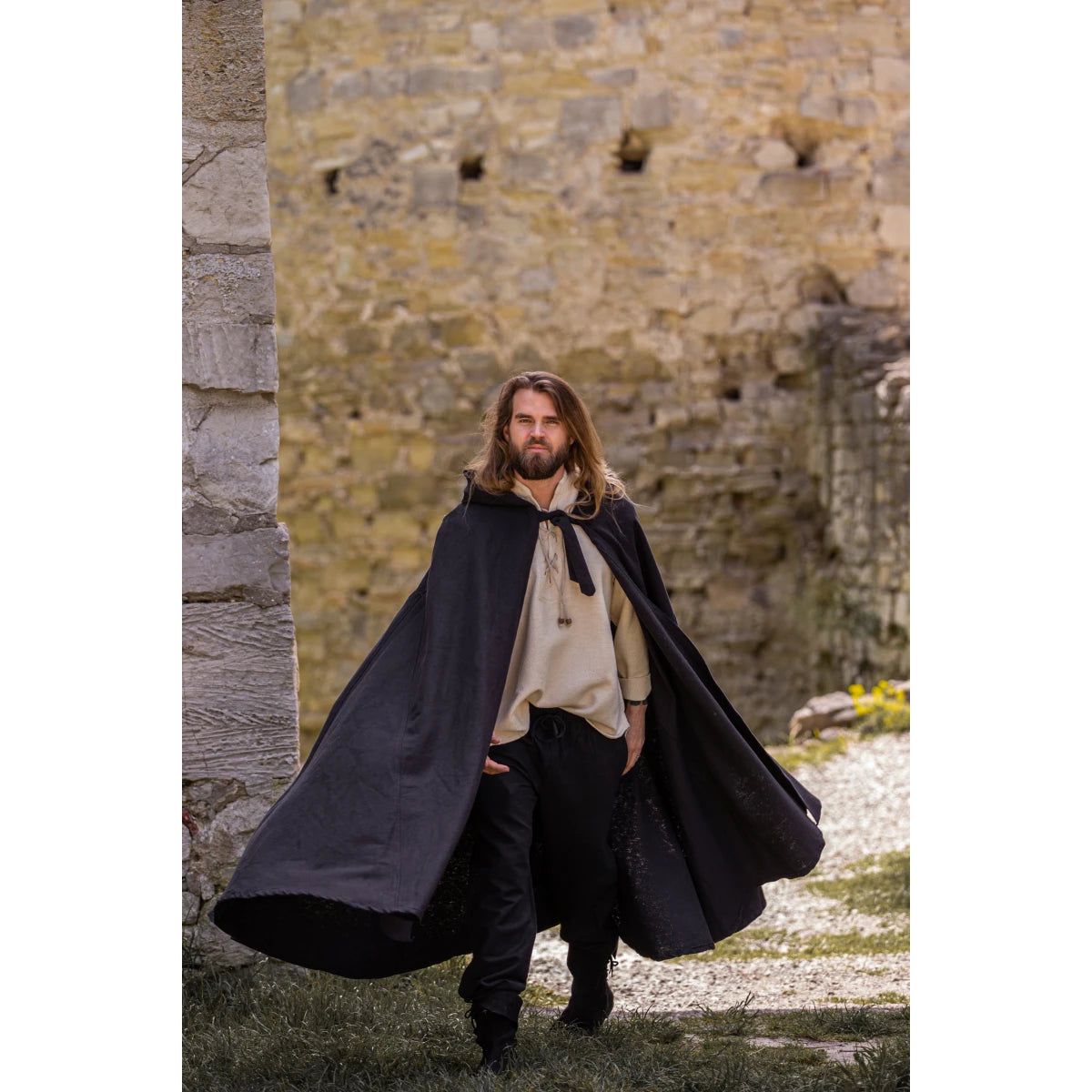 Renaissance Era Woolen Cloak with Hood | Versatile Full-Length Historical Garment