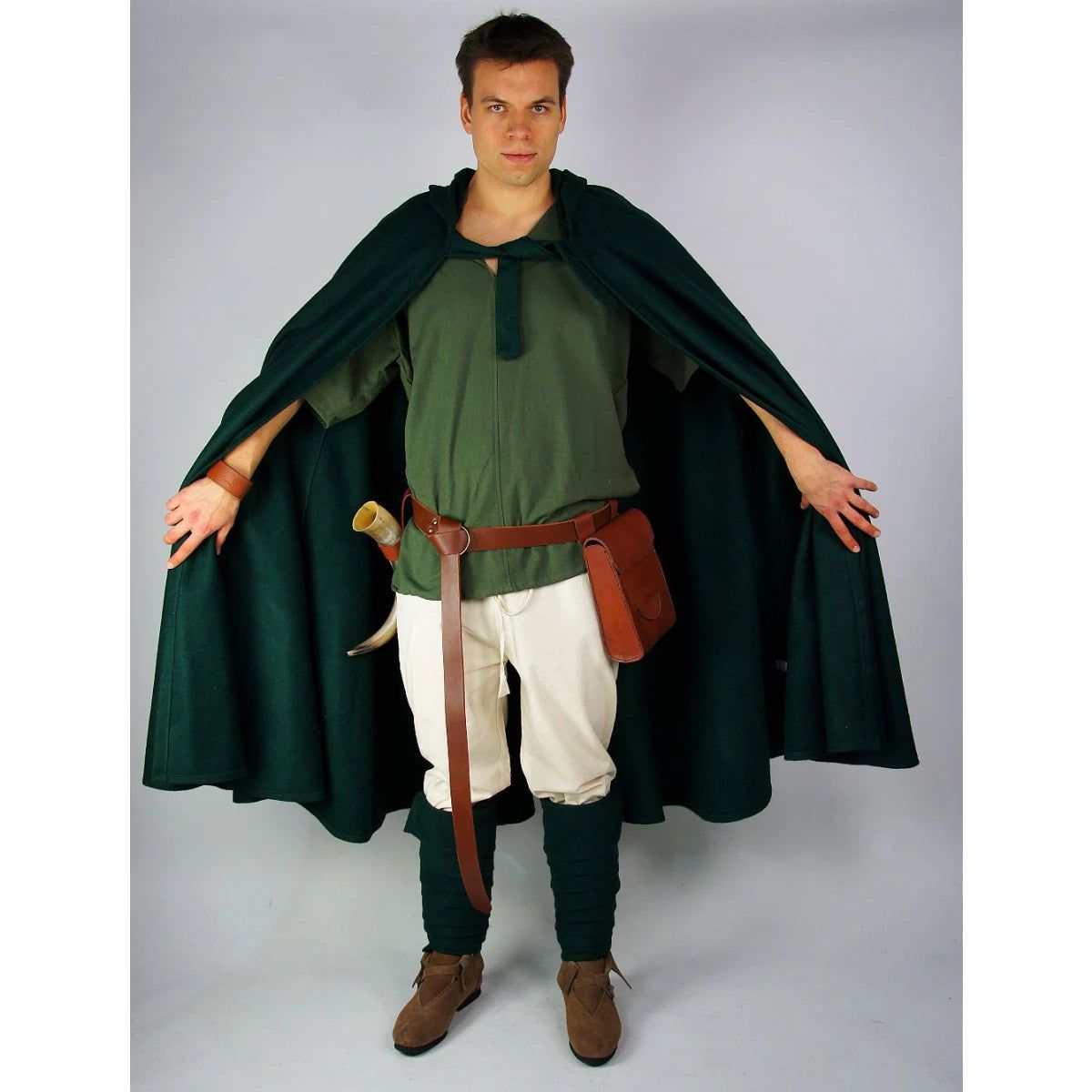 Renaissance Era Woolen Cloak with Hood | Versatile Full-Length Historical Garment