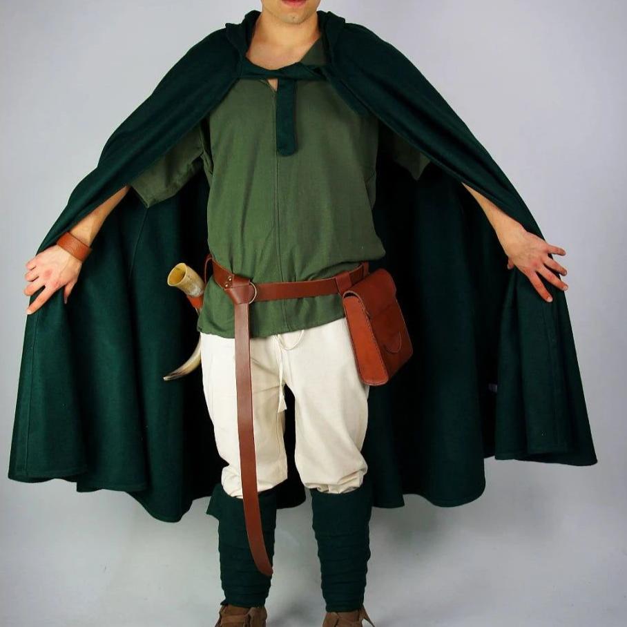 Renaissance Era Woolen Cloak with Hood | Versatile Full-Length Historical Garment