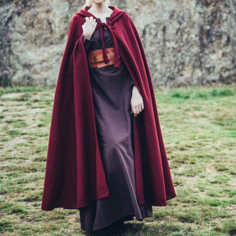 Renaissance Era Woolen Cloak with Hood | Versatile Full-Length Historical Garment