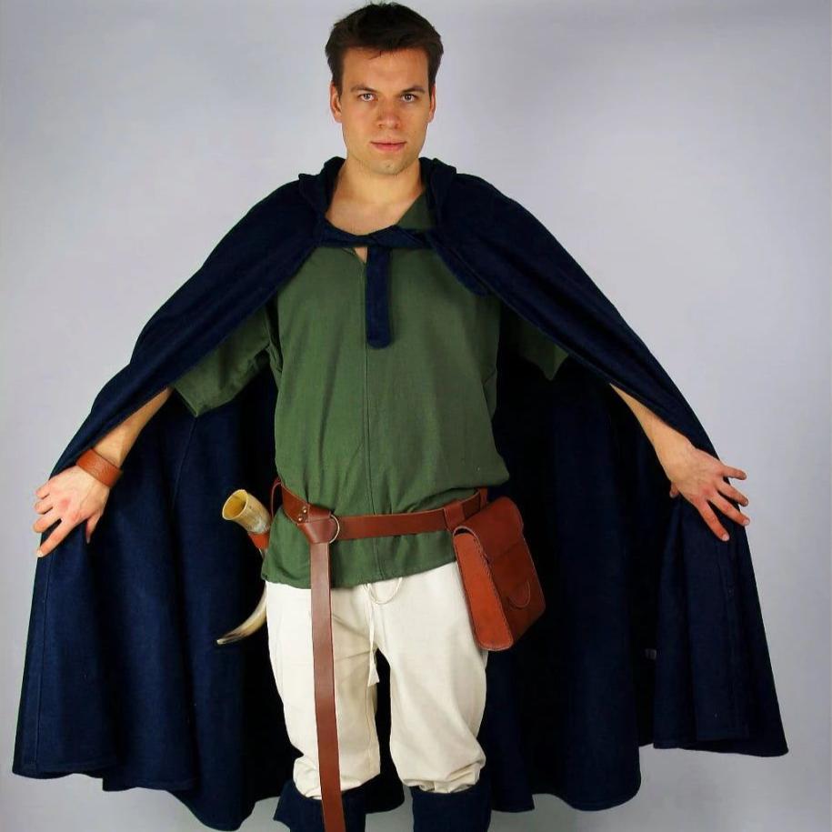 Renaissance Era Woolen Cloak with Hood | Versatile Full-Length Historical Garment