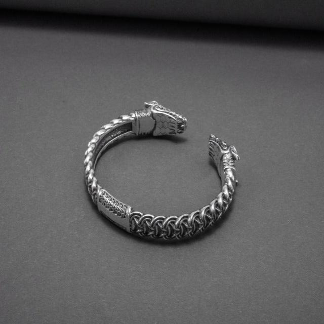 Viking Dragon Bracelet (Torc style) in Silver-6