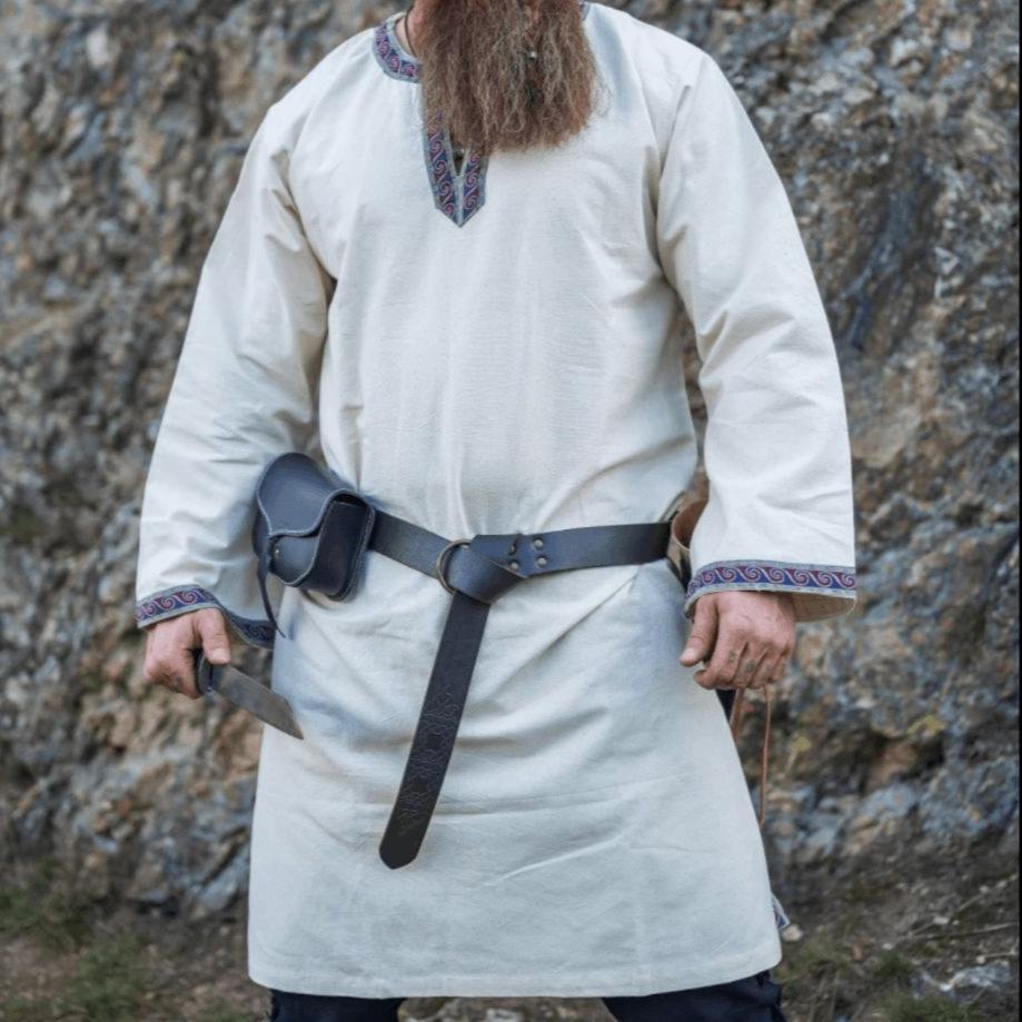 white embroidery viking tunic 