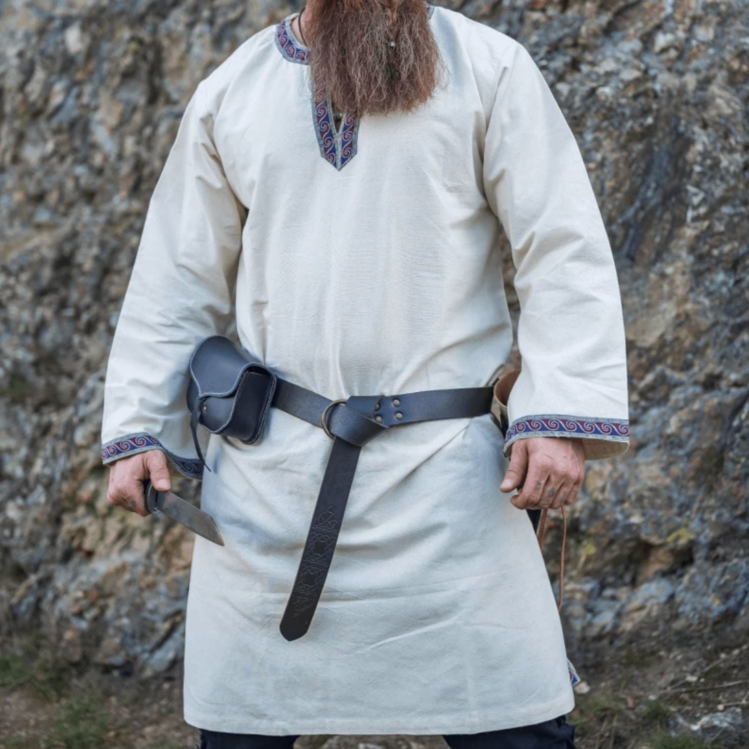 long knee white viking tunic 