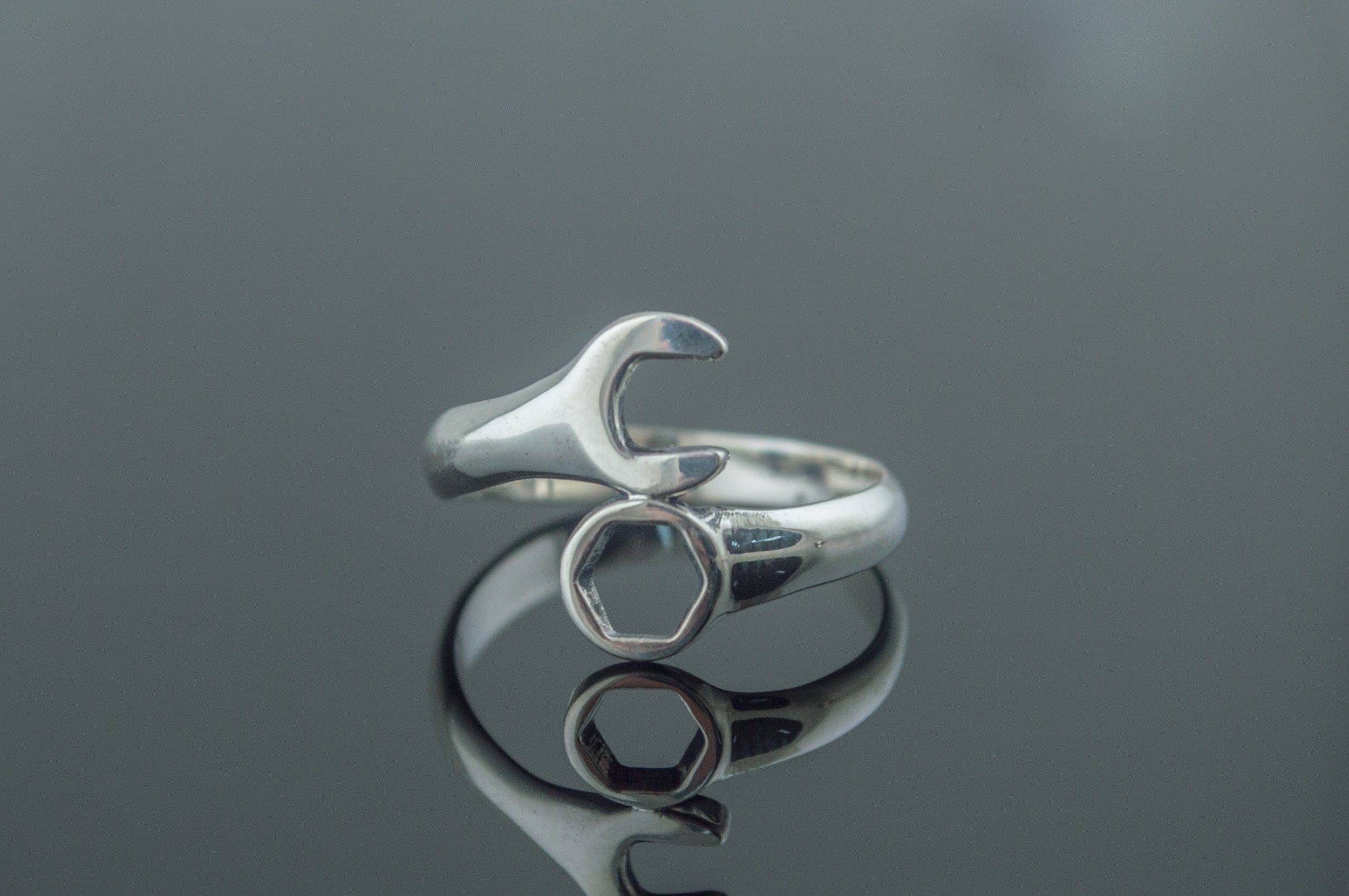 Wrench Ring Sterling Silver Unique Handmade Jewelry-1