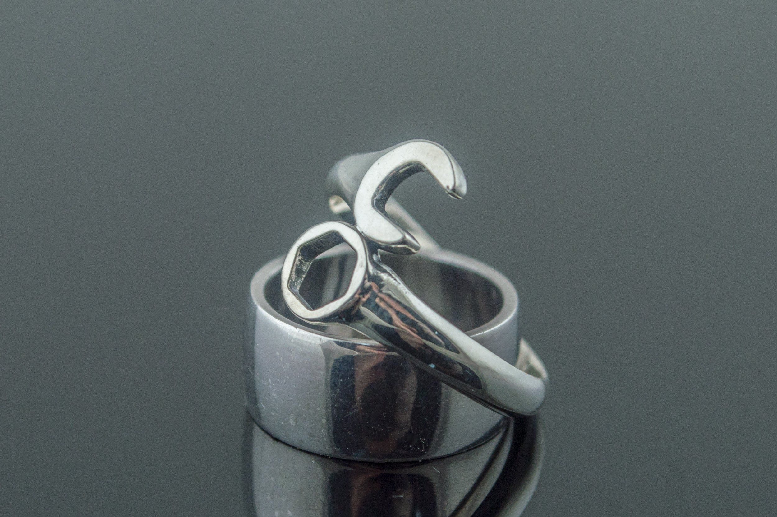 Wrench Ring Sterling Silver Unique Handmade Jewelry-2